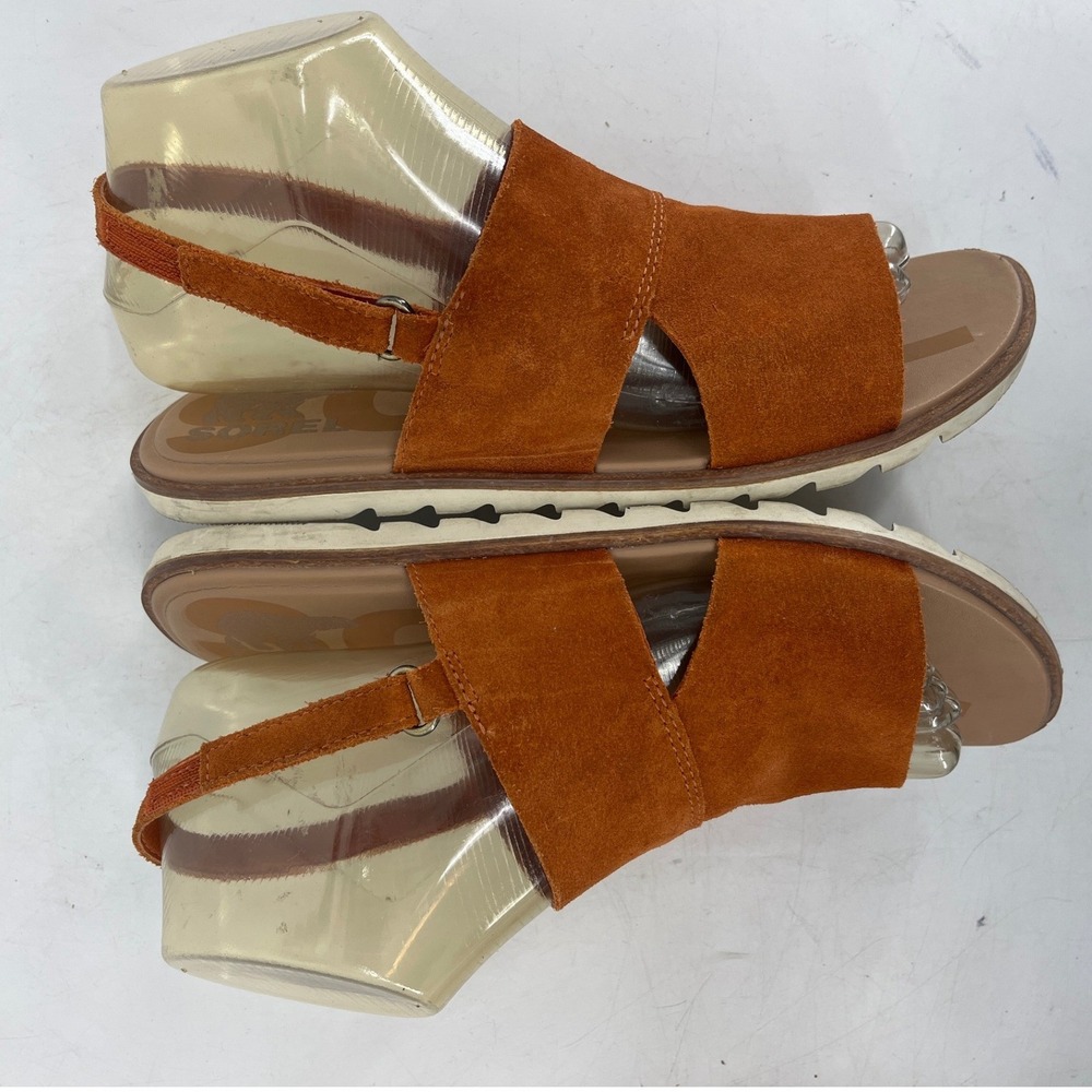 Sorel Ella II Sandal Womens 7 Burnt Orange Excellent Suede Slingback Flat NL4665 - Picture 4 of 7